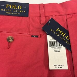 POLO Ralph Lauren Stretch Slim Fit Chinos Men’s Pants Nantucket Red 33x30 NWT